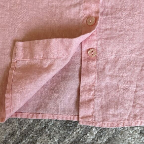 Chadwick's Button-Up Top Women Size 16 Pink 100% Linen Long Sleeve Pocket - Picture 12 of 12